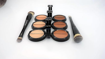 EVE PEARL Dual Salmon Concealer And 202 Concealer Blender Brush Full Coverage Under Brighten Eye Pro Concealer Brush Set Makeup Kit (Dark)