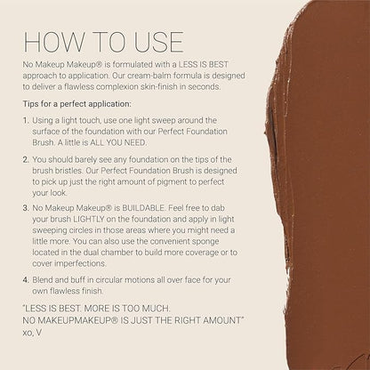 Foundation by No Makeup Makeup | Conceal & Correct with Long-Lasting, Buildable Formula & Lightweight Soft Finish | Cruelty-Free, Vegan, Fragrance-Free | Dark
