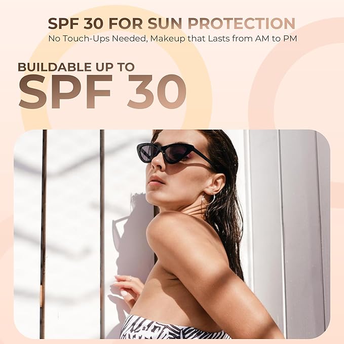 Light Tan Foundation (30g Full Size Sifter Jar) Matte Mineral Makeup Loose Powder Bare Face Full Coverage Long Lasting All Natural Noncomedogenic for All Skin Types Airbrushed Finish SPF 30