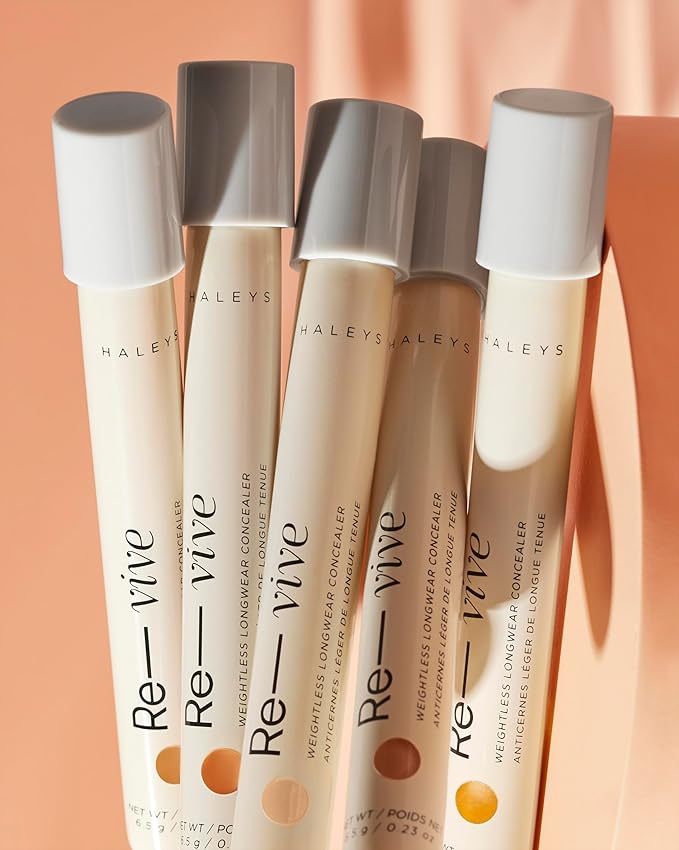 HALEYS Weightless Longwear Concealer (Dark - Neutral), Re-vive, Medium to Full Coverage, Gripping Concealer, Fast-setting, All-Day Wear, Spot Concealing, Brightens, Streak-free, Light-diffusing, V+CF