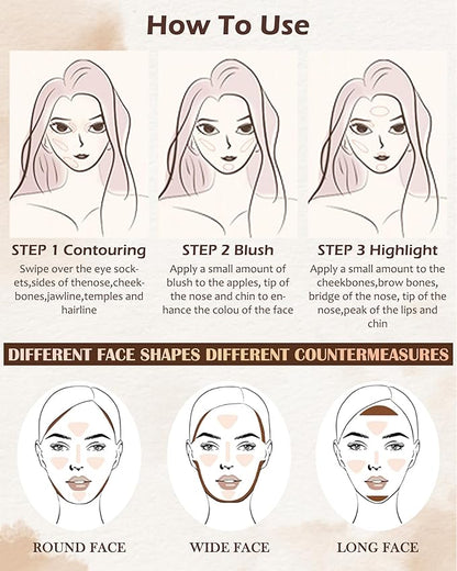 Matte Blush Powder Palette-2Colors Cruelty-Free Buildable Facial Cheek Blusher Pressed Powder Light Luxury Blush Contour Palette for Face,Longlasting Makeup Palette,Women's Day Gift for Women-04