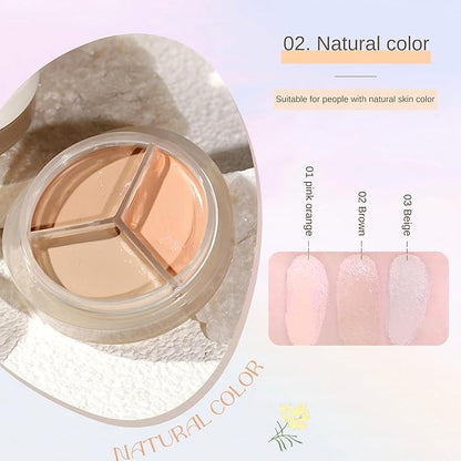 Novo 3-Color Concealer Palette - Full Coverage for Dark Circles, Acne Scars & Blemishes, Hydrating & Buildable Formula, Waterproof & Long-Lasting, Lightweight Smooth Concealer for All Skin Types