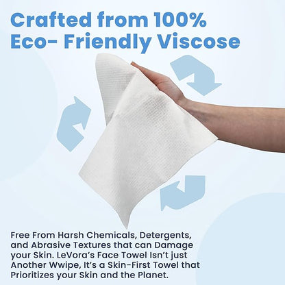 LèVora's™ Face Towels - Super-Soft Single Use Double-Textured Facial Towels, Smooth Side for Gentle Cleansing and Textured Side for Makeup Removal, 50 Count, 1 Pack