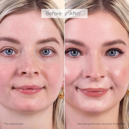 KYDA Green Color Changing Foundation, Color Correcting CC Cream with Centella, Even Red Skin Tone, Lightweight Non-Greasy, Hydrating, Sheer Coverage, Multiuse Face Concealer with Natural Finish