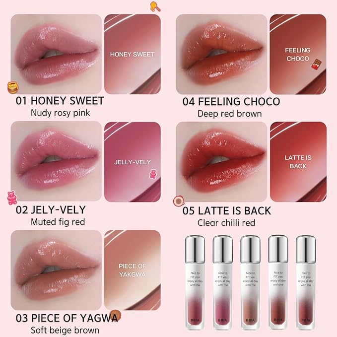 BBIA Water Fit Tint - Extreme Persistence Long-Lasting Watery Glow Fixing Tint Lightweight High Pigment Clear Colors Non-Smudging Glowy Finish Korean Daily Lip Makeup (03 PIECE OF YAKGWA, Pack of 1)