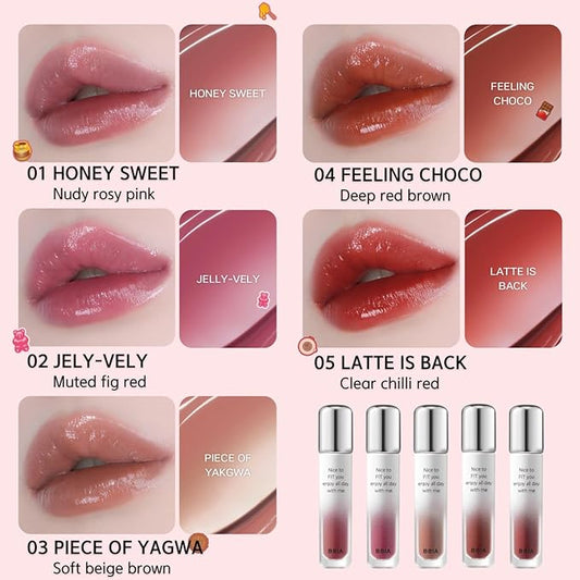 BBIA Water Fit Tint - Extreme Persistence Long-Lasting Watery Glow Fixing Tint Lightweight High Pigment Clear Colors Non-Smudging Glowy Finish Korean Daily Lip Makeup (03 PIECE OF YAKGWA, Pack of 1)