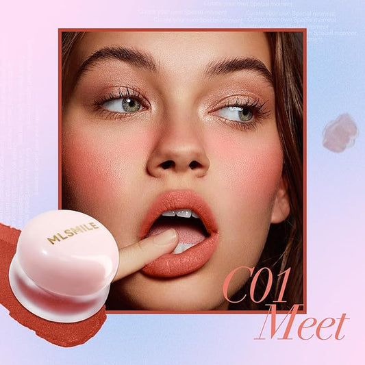 Lip and Cheek Blurring Pudding Pot, Blurry Pudding Pot, Buildable and Lightweight, Multi-Purpose Blurring and Mousselike Pudding Pots for Lips and Cheek(Meet)