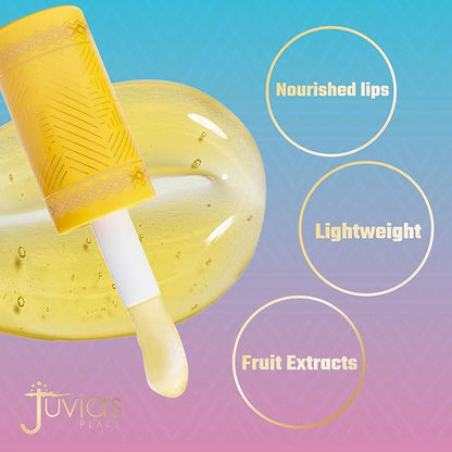 Juvia's Place Magic Lip Oil - Mango - Smooth, Hydrating with Vitamin E for Soft, Glossy, Juicy Lips - Infused with Fruit Extracts - Tinted, Shimmering, Lightweight & Non-sticky Lip Oil for Summer