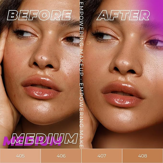 Oh My Clear Face Full Coverage Foundation for Oily & Acne Prone Skin, Salicylic Acid & Tea Tree Extract, Anti-Blemish Sensitive Skin Care, Organic & Oil-Free, 408 Golden, 40 ml / 1.35 fl.oz