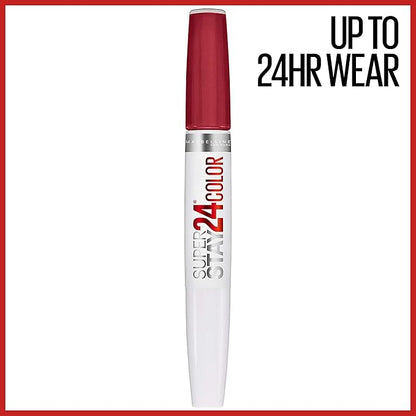 Maybelline Super Stay 24, 2-Step Liquid Lipstick Makeup, Long Lasting Highly Pigmented Color with Moisturizing Balm, Keep Up The Flame, Red, 1 Count