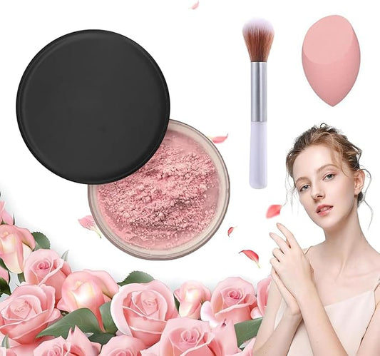 Luminance Pink Setting Powder Milano,Ultra Pink Setting Powder Loose Blurring for Oily Skin, Long-Lasting Waterproof Luminance Korean Powders with Puff & Brush for All Skin Tone