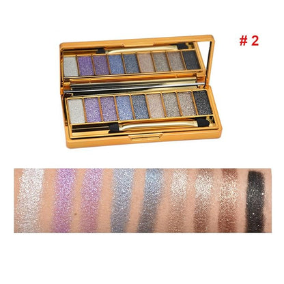 9 Colors Glitter Power Eyeshadow Palette,Highly Pigmented Shimmer Sparkly Palette,Long Lasting Waterproof Bright Diamond Set (#2)