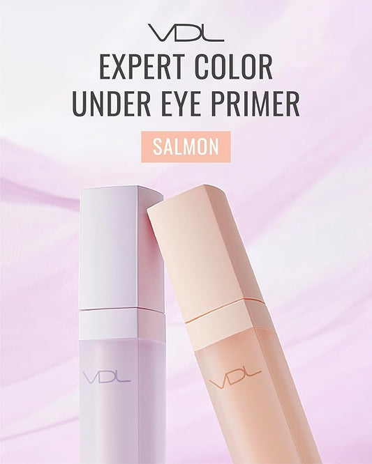VDL Expert Color Under-Eye Primer (Salmon, 0.19 oz) - Color-Correcting Concealer for Dark Circles, Uneven Skin Tone. Hydrating, Smooth. Korean Makeup.