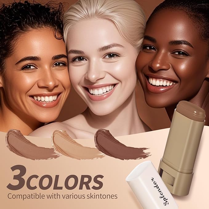 Splendor Serum Enhanced Skin Tinted Balm, Solid Tinted Moisturizing Serum Contour Stick Foundation Face Stick splendor balm, Natural Makeup for Women（3#）