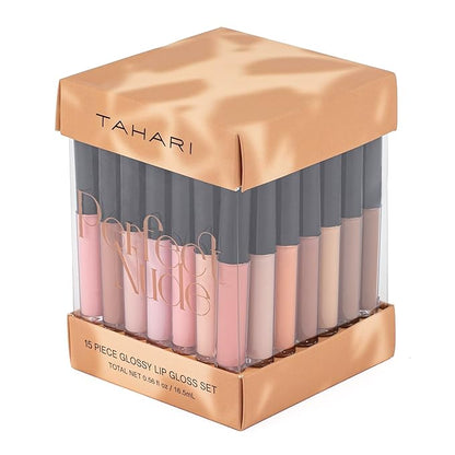 VOTUM Tahari 15-Piece Matte Lip Gloss Set – Nude Shades Lip Gloss Pack for Women & Girls, Long-Lasting, Hydrating Lip Color Collection with Rich, Versatile Tones