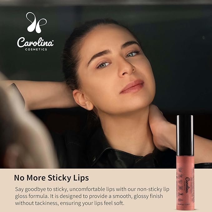 Non-Sticky Lip Gloss (Divine) - Plant-Based Hydrating & Nourishing with Sunflower Seed Oil, Cacao & Grape Seed Oil - 5g/0.18oz