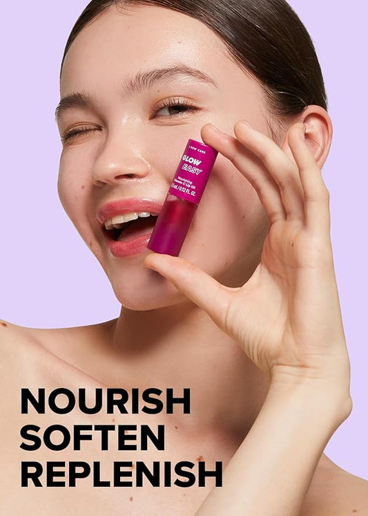 I DEW CARE Lip Gloss - Glow Easy Raspberry | Jojoba Seed Oil, Vitamin C, Pigmented Glossy Stain, Hydrating, Korean Makeup, Pink Color, Moisturizing, Nourishing, 0.12 FL Oz