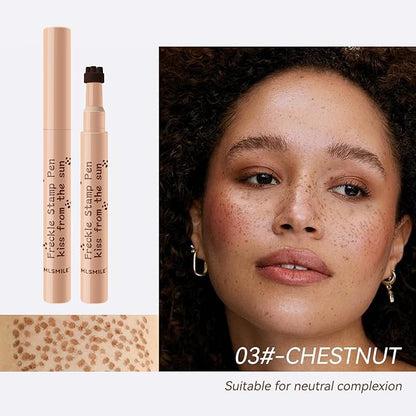 Freckle Pen Henna Freckles Sweatproof Waterproof Long Lasting Small Faux Freckle Stamp Foundation Spot,Natural Lifelike Freckle Makeup