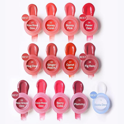 HINCE Raw Glow Dewy Ball - Tinted Lip Balm, Jelly Gloss Glow, Shine and Hydration, Lip & Blush Multiuse, Vegan, 0.12 oz. (13 colors) (HUG DEW)