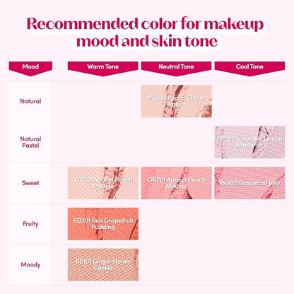 ETUDE Lovely Cookie Blusher - Apricot Peach Mousse 4g | Glowing & Natural Powder Blush with Long-Lasting Sebum Control | Easy Application | Korean Makeup, Perfect for Gift