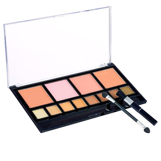 Women's Cosmetics Natural Beauty Blush & Eyeshadow Palette - 12 Shades, Shimmer & Matte Finishes