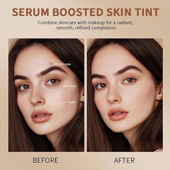 Multi-Use Foundation Stick Beauty Balm Serum Boosted Skin Tint, On-The-Go Tinted Solid Serum, Lightweight and Buildable Creamy Skin Tint Stick Makeup, Natural Finish(05#)
