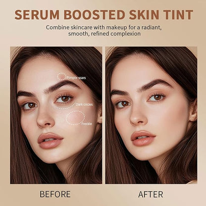 Multi-Use Foundation Stick Beauty Balm Serum Boosted Skin Tint, On-The-Go Tinted Solid Serum, Lightweight and Buildable Creamy Skin Tint Stick Makeup, Natural Finish(03#)