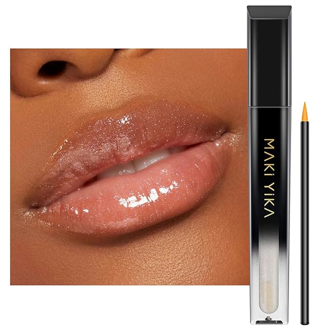 MAKI YIKA Clear Lip Gloss for Women Lip Plumper Gloss Tinted Glitter Lipgloss Moisturizing High Shine Plumping Lip Gloss, Clear Gloss