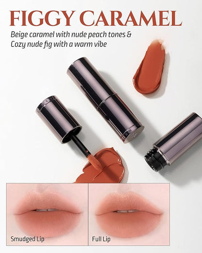 HEVVYMAKEUP Blurring Effect Lip Tint(Moody) - Airy Velvet Matte Lips - Vegan, Longwear, Vibrant, Buildable Creamy Soft Texture - Korean Lip Makeup, Figgy Caramel, 0.13 fl.oz.