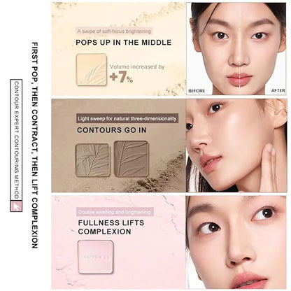 Judy Doll Contour Palette, 2 In 1 Face Highlight Contour Palette, Shades with Highlighter Makeup, Non-greasy, Lasting Sparkling, Sculpt the Face Makeup (#02 Tree Shadow, 0.32oz)