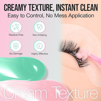 LASHVIEW Eyelash Extension Remover Cream Gentle Aloe Vera Formula, Lash Removal Kit with Eye Patches & Cotton Swabs(10g)