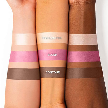 3 Colors Cream Contour Stick, Shades with Highlighter Stick,Blush Stick and Bronzer Contour Stick for Sculpt the Cheeks,Long Lasting,Waterproof,Matte & Dewy Finish for Women (LIGHT MEDIUM(2+5+6))