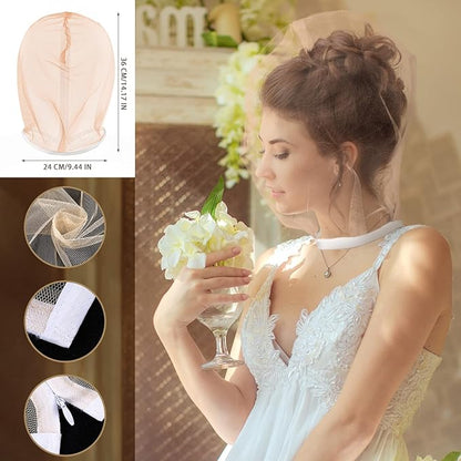 6 Pcs Makeup Protector Hood Washable Light Airy Nylon Chiffon Makeup Hood Zipper Closure Reusable Make up Face Cover for Women Girls Beauty Weddings (Nude)