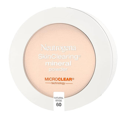Neutrogena SkinClearing Mineral Acne-Concealing Pressed Powder Compact, Shine-Free & Oil-Absorbing Makeup with Salicylic Acid to Cover, Treat & Prevent Breakouts, Natural Beige 60,.38 oz (Pack of 2)
