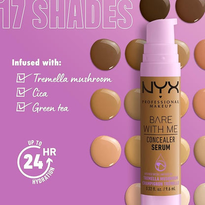 NYX PROFESSIONAL MAKEUP Bare With Me Concealer Serum, Concealer Makeup For Up To 24Hr Hydration - Deep Golden