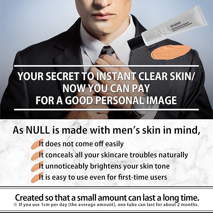 [Matte Finish] NULL mens BB Cream, Mens concealer, Tinted Moisturizer broad spectrum SPF30 PA++, CC cream, Revitalising Nourishing Tone Up Cream, Natural Cover, 0.7oz Made in Japan (Ochre)