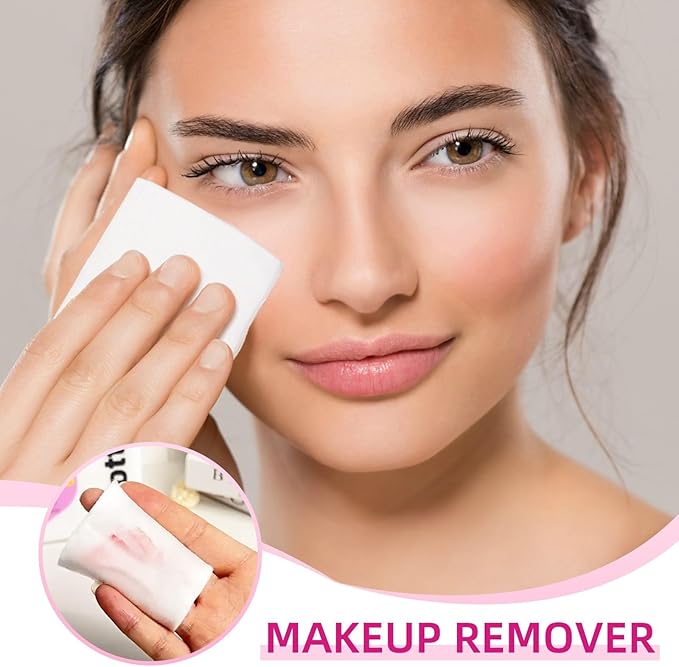 100% Cotton Squares for Face, 165 Count, Lint-Free, Ideal for Sensitive Skin, Cleansing and Makeup Removal