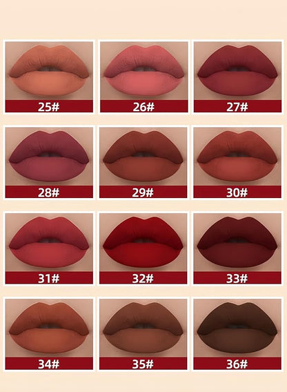 12PCS Matte Liquid Lipstick Set Non-Stick Cup and Not Fade Pigmented Lipstick Long-Lasting Waterproof Velvet Lipgloss Kit Makeup for Girls and Women (Set 03)