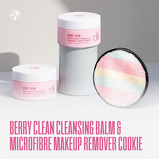 W7 Berry Clean Makeup Melt Set – Cleansing Balm & Remover Pad for a Berry Fresh Glow! - The Ultimate Makeup Melting Dream Team! - Gentle, Hydrating & Effortless