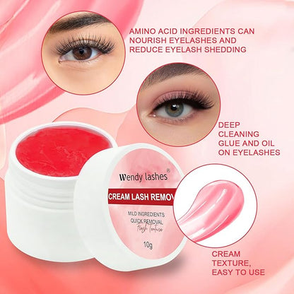 Eyelash Glue Remover for Lash Extensions: for DIY and Lash Artists, Wendy, 10ml Cream, Effectively, Low Irritation, Red, No Flavored