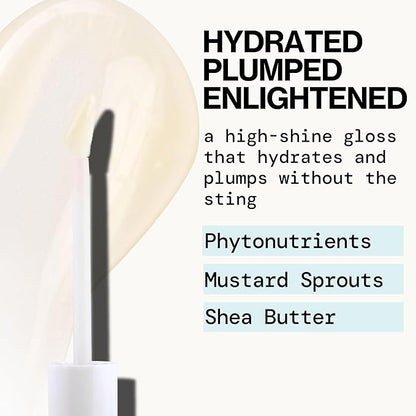 Pacifica Plumping Lip Gloss – Sugar Cake Flavored Shimmering Gold Hydrating Lip Oil Balm, No Tingle Lip Plumper with Shea Butter, Non-Sticky High Shine Sweet Finish, Vegan & Cruelty-Free 0.14oz