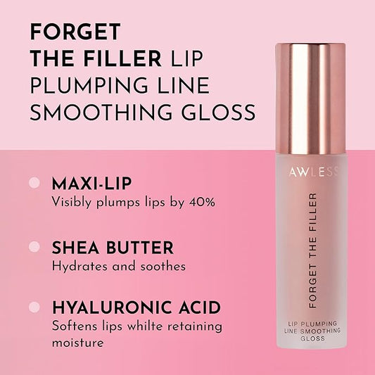 Women's Forget The Filler Lip Plumper Line Gloss, Nudie, Pink, 0.11 Fl Oz (Pack of 1)