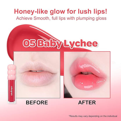 COLORGRAM FRUITY GLASS GLOSS 05 BABY LYCHEE | Non-Sticky Glossy Lip Tint with Glass-Like Shine | Long-Lasting Hydrating Lip Gloss for Smooth & Plump Lips