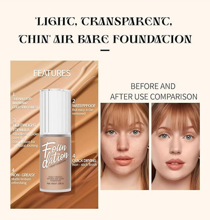 Foundation,Matte Foundation Concealer Full Coverage,Natural,Oil-Control &Waterproof Foundation Makeup For Women. (#105, 40ml)