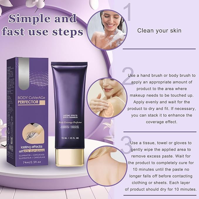 2pcs All Over Complexion Perfector,Waterproof Body Makeup,Body Coverage Perfector,Waterproof Leg,Body Makeup，Tattoo Cover Up Makeup,Long Last Body Foundation