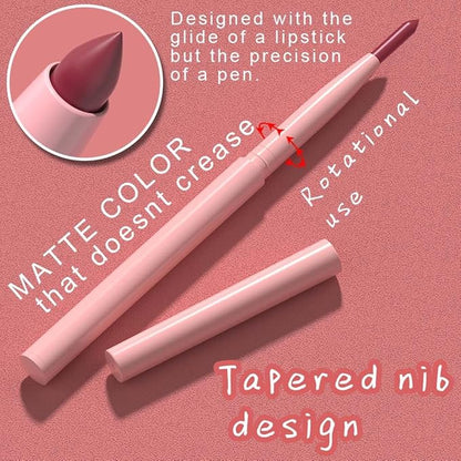 Kaely 6Pcs Retractable Lip Liner Pencils Set for Shaping & Sculpting Lips, Mauve Maroon Dark Red Orange Nude Chocolate Brown Plum Creamy Matte Velvet Pigmented Rich Lip Colors Liner Crayon Lipstick