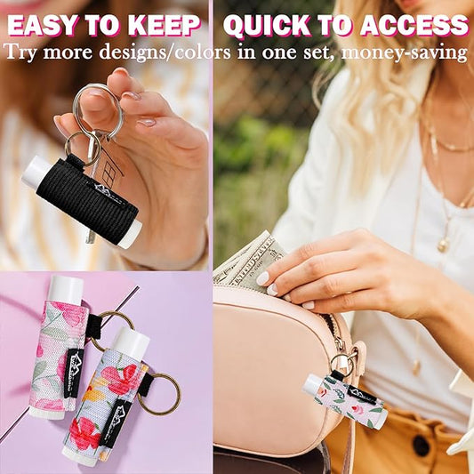 WK IEASON - 5PCS Lip Balm Holder Keychain Bulk Black Clip On Lipstick Sleeve Chapstick Sleeve Holder Keychain Lip Gloss Holder Key Chain(Blackx5)