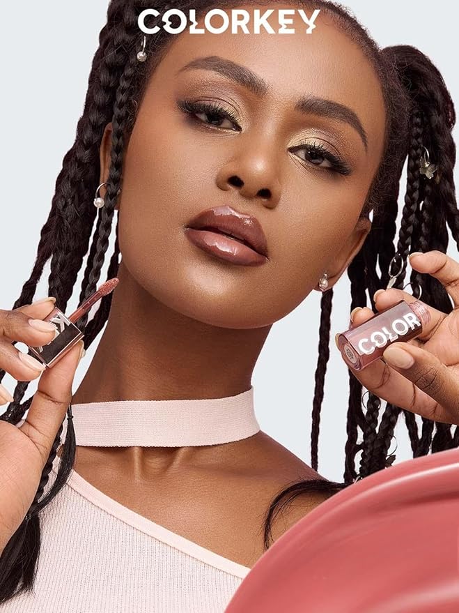 COLORKEY 3D Plump Oil Lip Gloss, High-shine Finish, Lip Tint, Moisturizing, Non-Sticky, Clear and Natural, Glassy Shine (G04 Moonstone(Contains Glitters), 3ml)