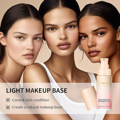 Colour Changing Foundation With Centella, CC Red Correction Cream, Color Correcting Formula for Blemishes, Red Skin, & Acne Marks, Liquid Foundation for Women-Pink