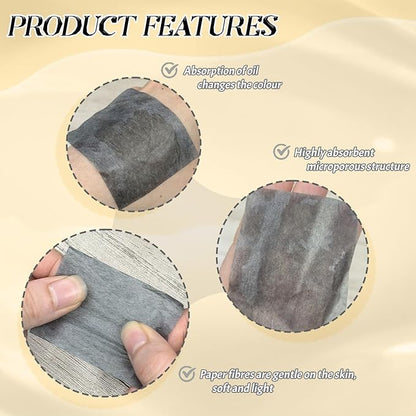 BOROLA Bamboo Charcoal Oil Blotting Paper for Face 200 Sheets Replacement Packs, Soft Absorbing Pads for Face Shine Control, Portable Oil Absorbing Tissues for Oily Skin, Design for Men & Women